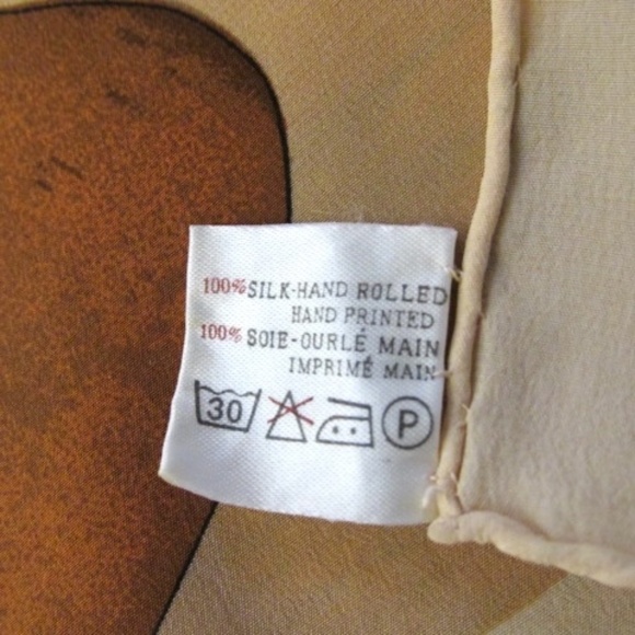 Tan Silk Scarf with Ducks - Picture 6 of 6